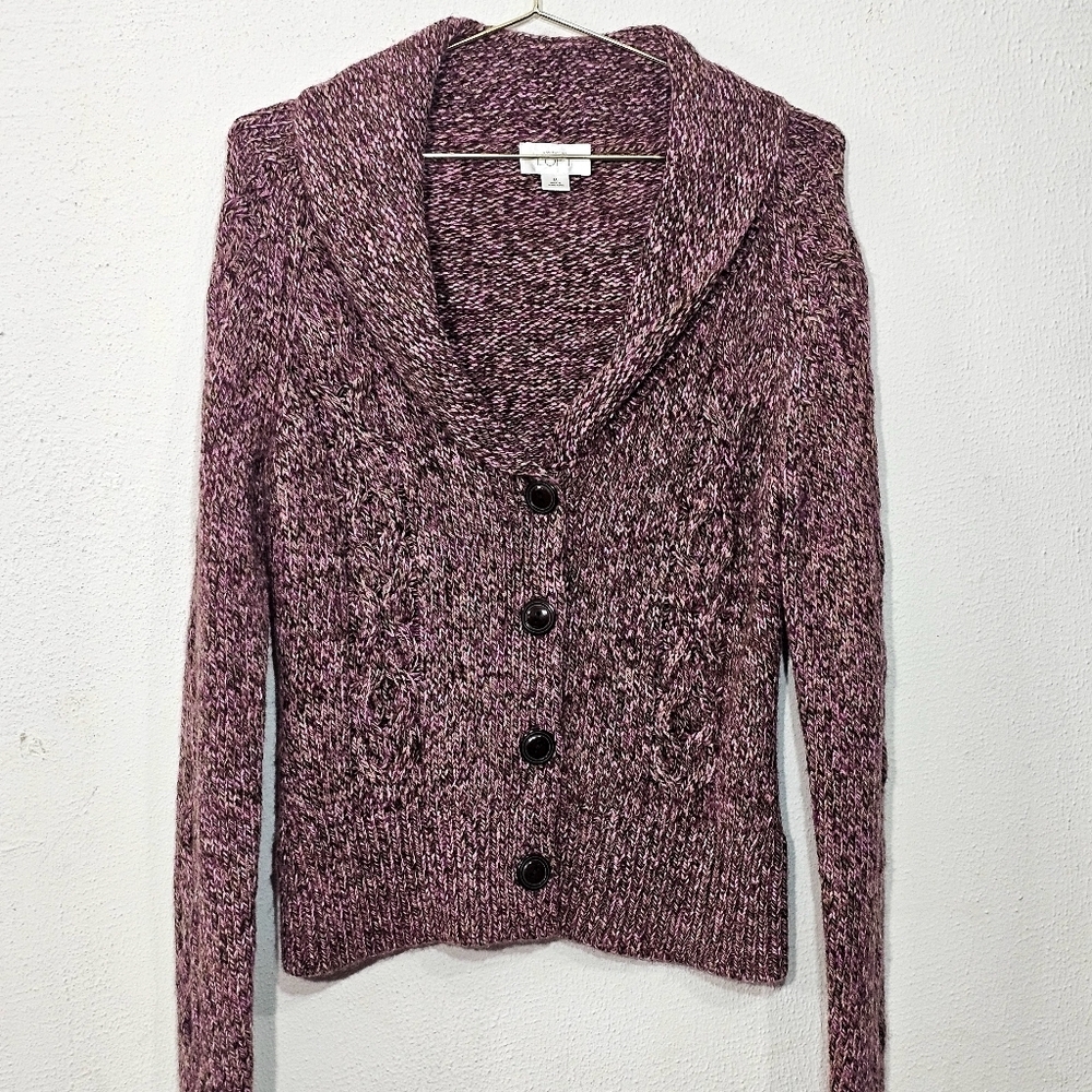 Ann Taylor Marled Purple Cardigan Sweater